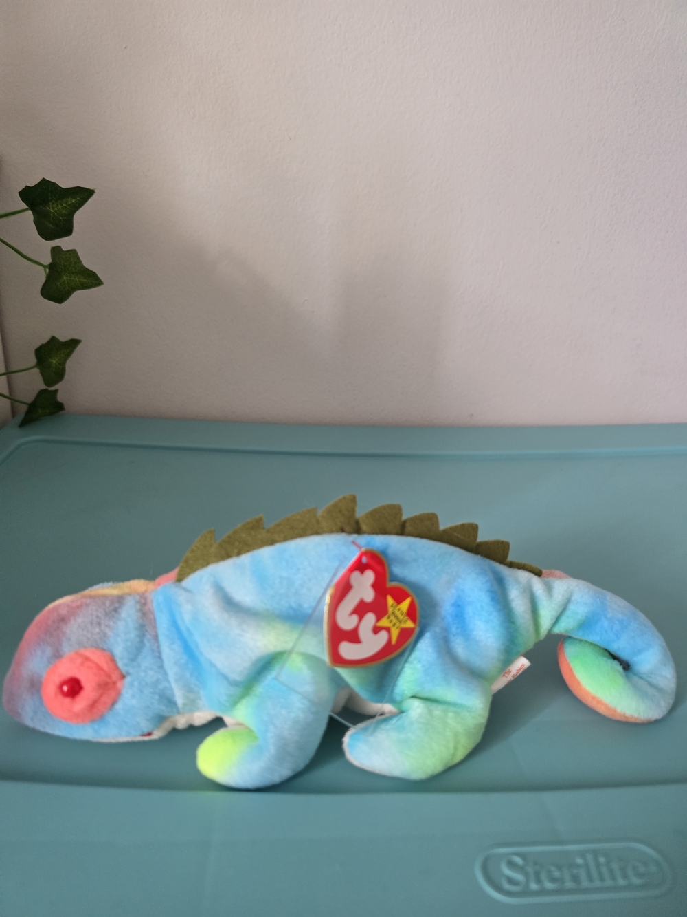 Ty Multicolor Plush Chameleon - Blue Green Pink Orange